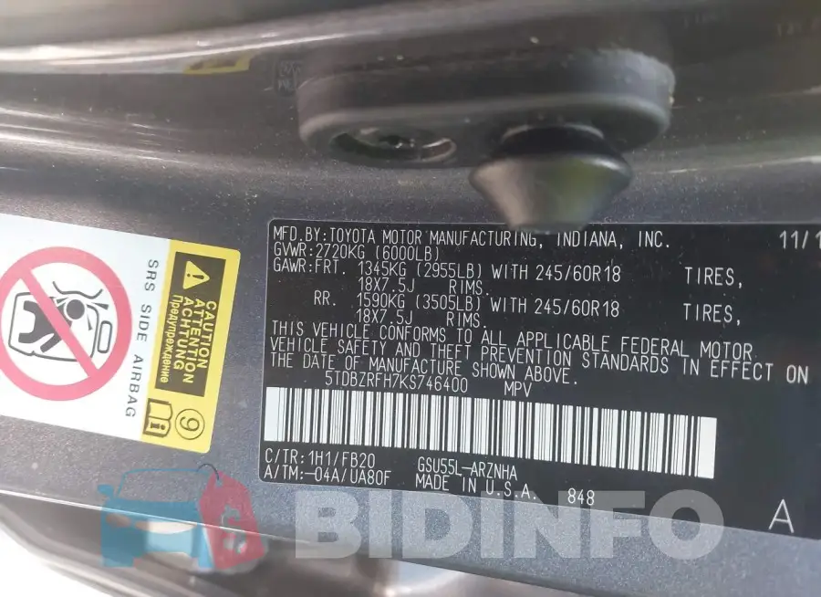5TDBZRFH7KS746400 Photo# 9