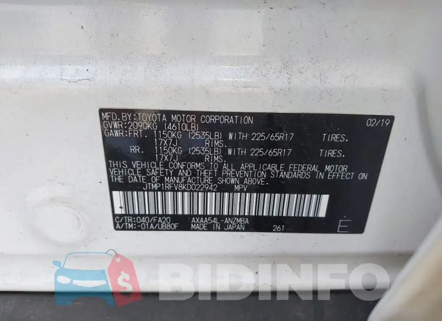 JTMP1RFV8KD022942 Photo# 9