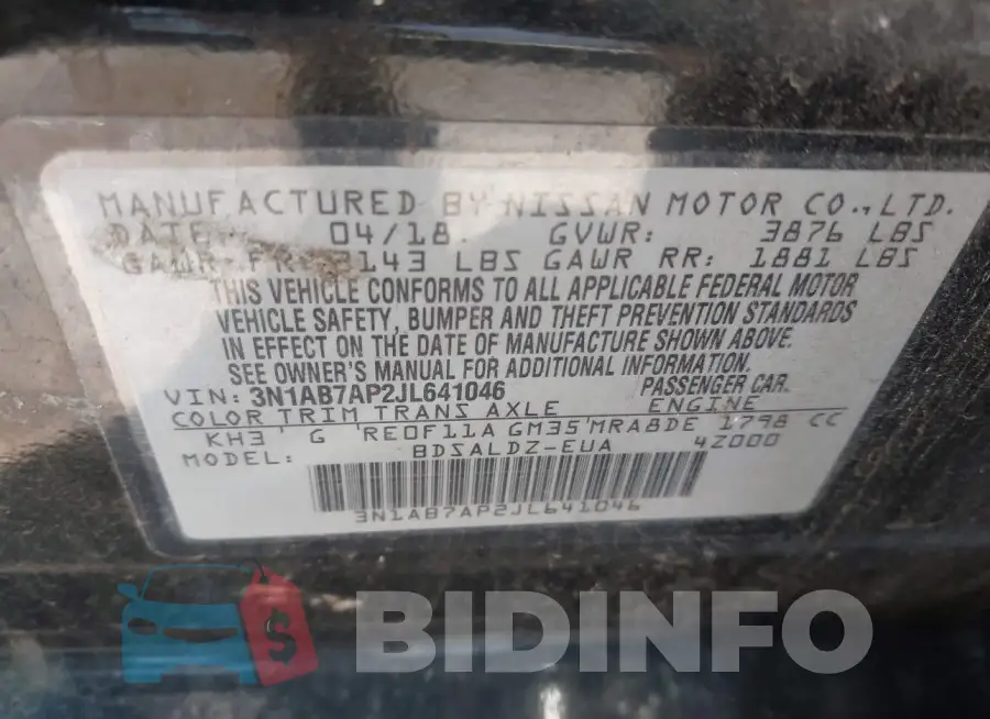 3N1AB7AP2JL641046 Photo# 9