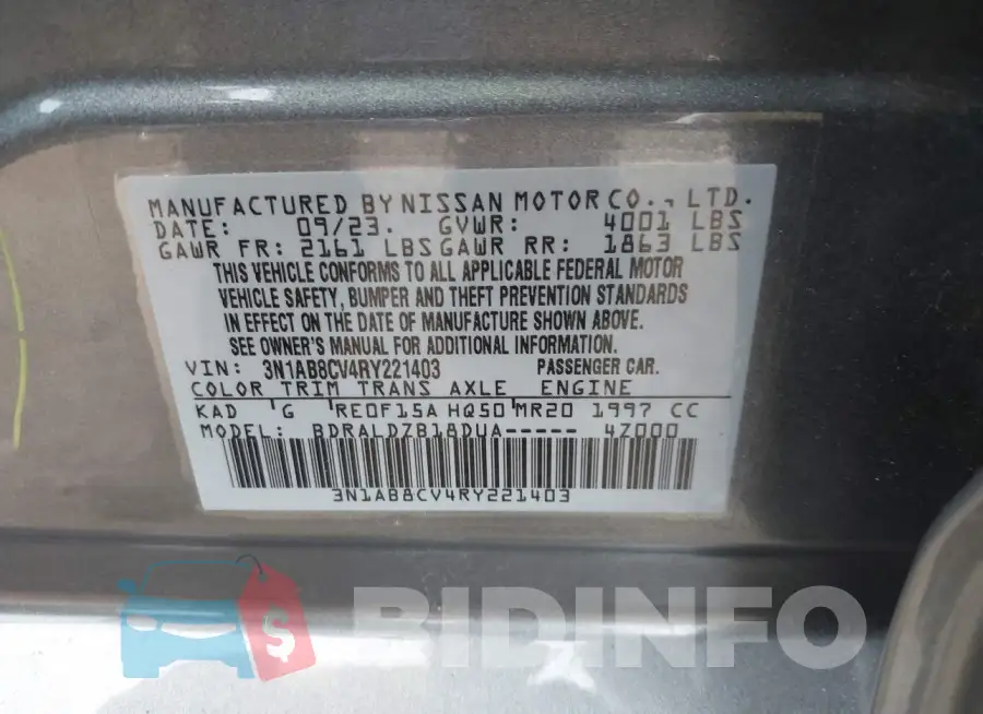 3N1AB8CV4RY221403 Photo# 9