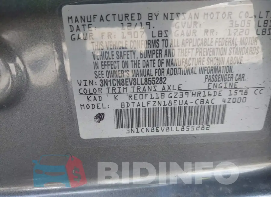 3N1CN8EV8LL855282 Photo# 9