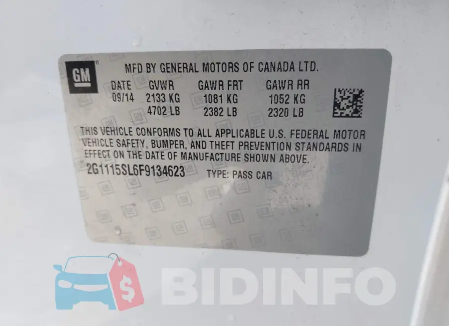 2G1115SL6F9134623 Photo# 9