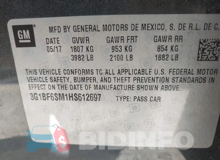 3G1BF6SM1HS612697 Photo# 9