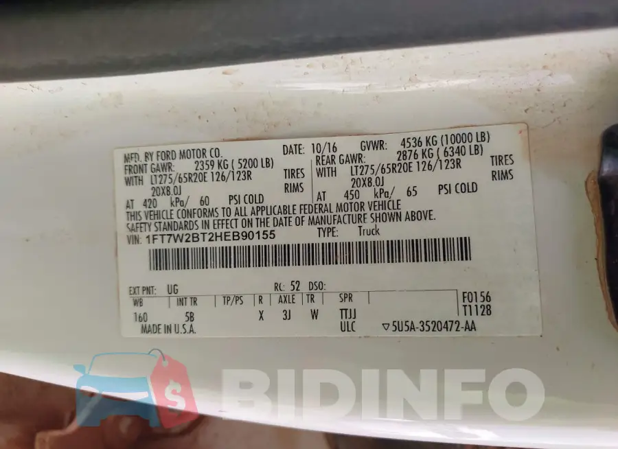 1FT7W2BT2HEB90155 Photo# 9