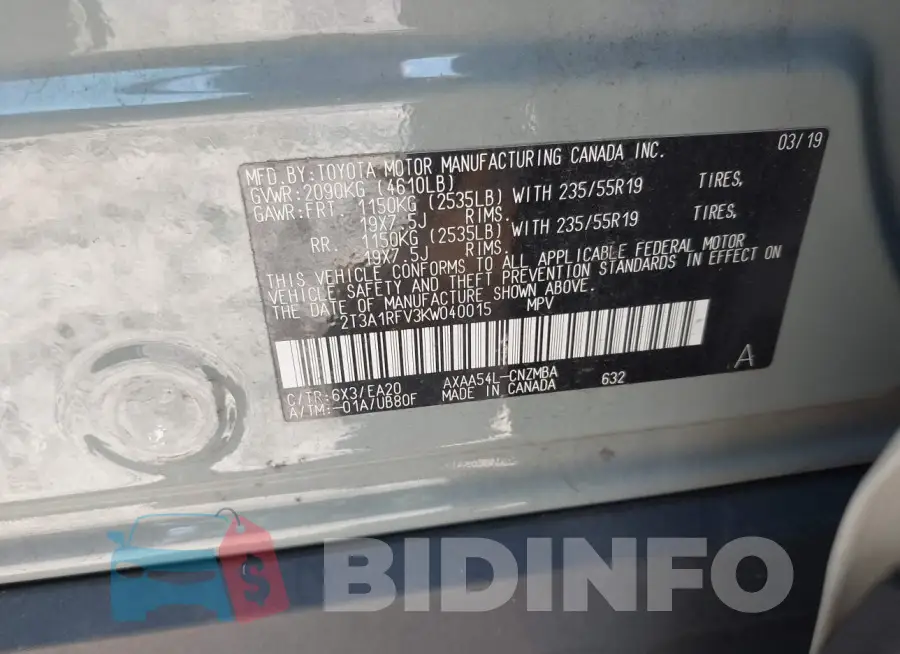 2T3A1RFV3KW040015 Photo# 9