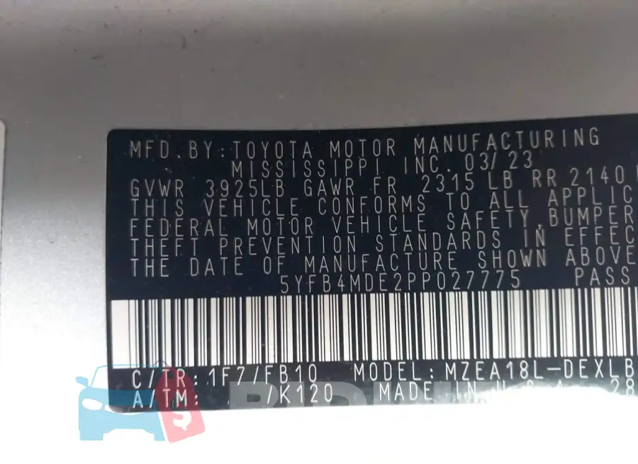 5YFB4MDE2PP027775 Photo# 9