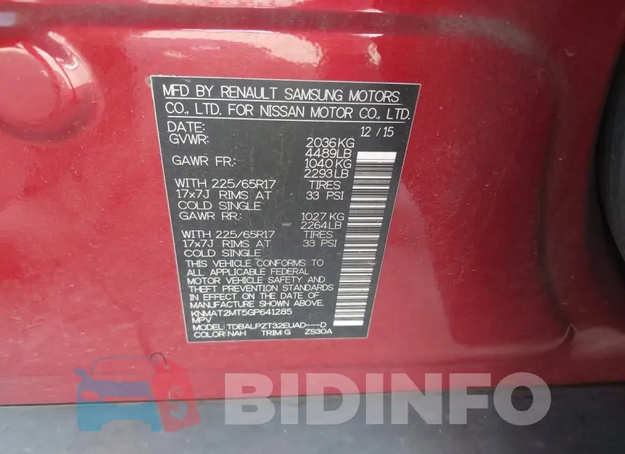 KNMAT2MT5GP641285 Photo# 9