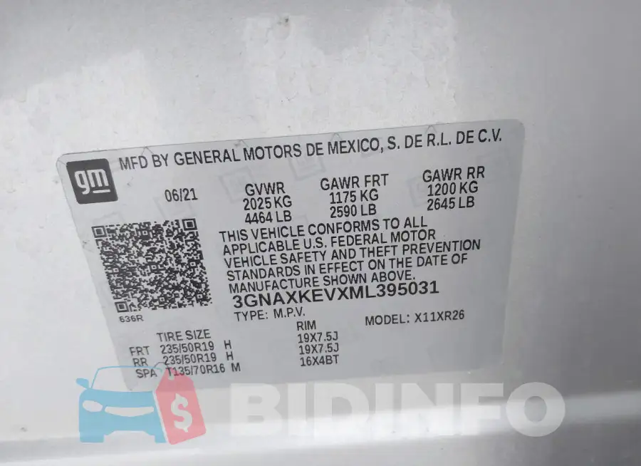 3GNAXKEVXML395031 Photo# 9