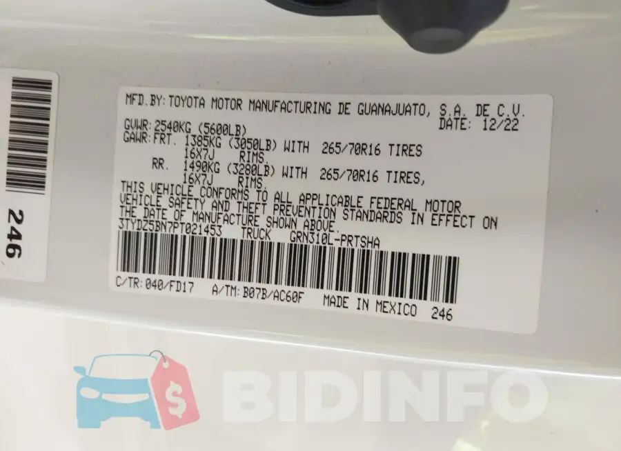 3TYDZ5BN7PT021453 Photo# 9