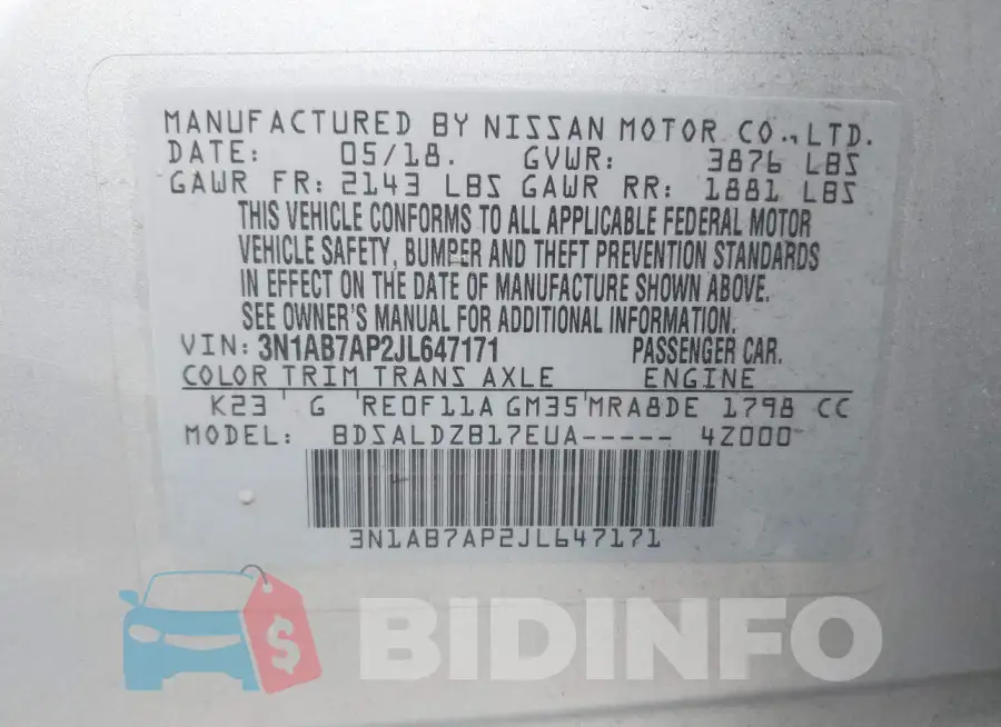 3N1AB7AP2JL647171 Photo# 9