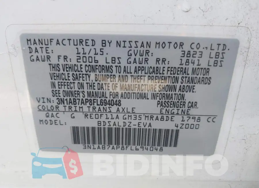 3N1AB7AP8FL694048 Photo# 9