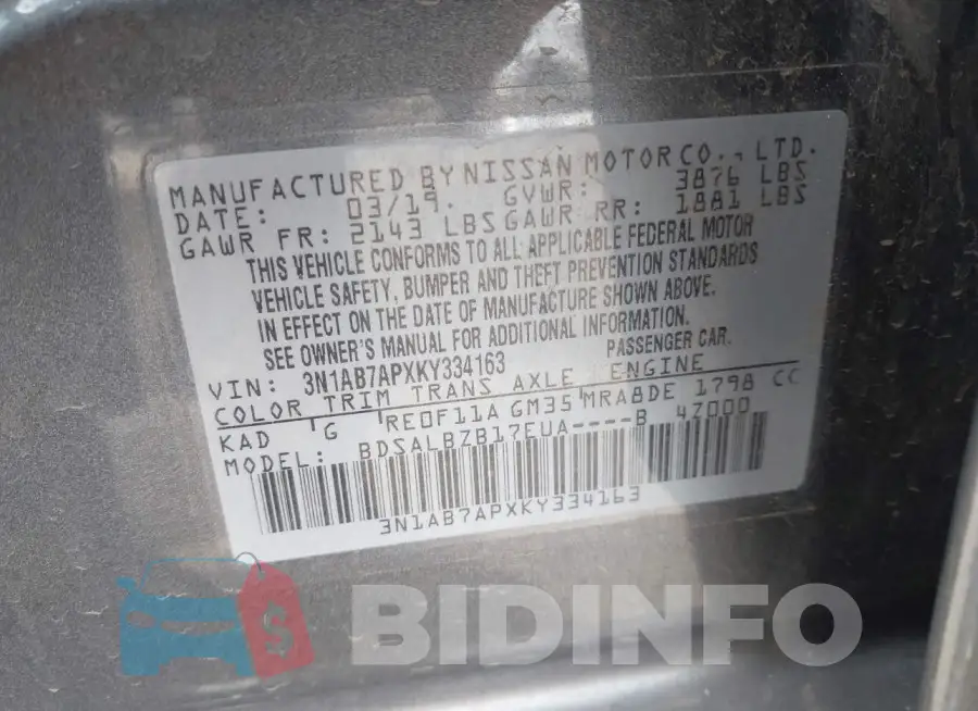 3N1AB7APXKY334163 Photo# 9