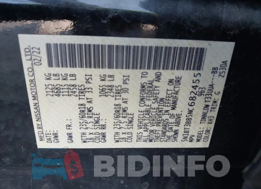 5N1BT3BB5NC682455 Photo# 9