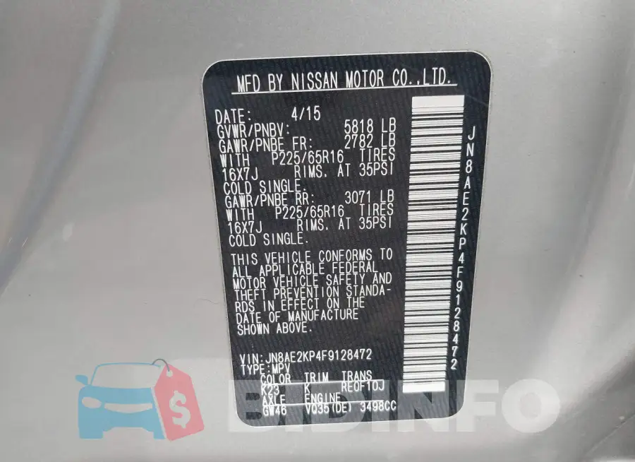 JN8AE2KP4F9128472 Photo# 9