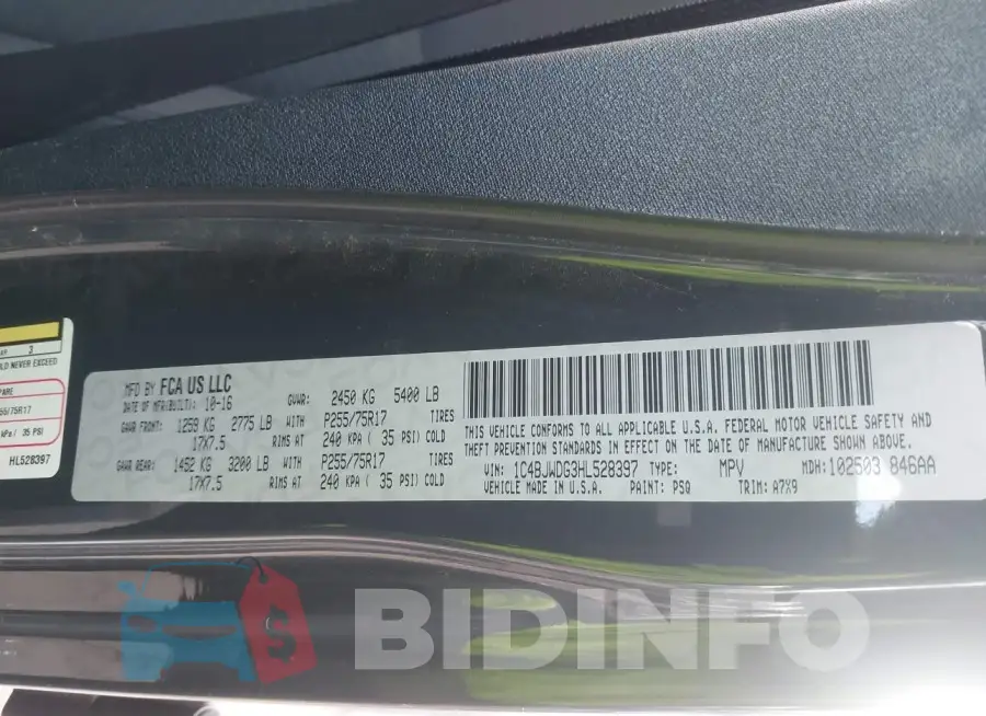 1C4BJWDG3HL528397 Photo# 9