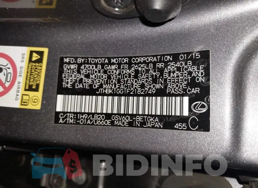 JTHBK1GG1F2182749 Photo# 9
