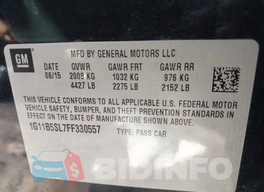 1G11B5SL7FF330557 Photo# 9