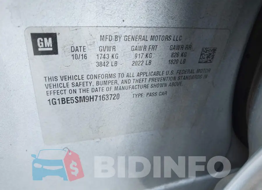 1G1BE5SM9H7163720 Photo# 9
