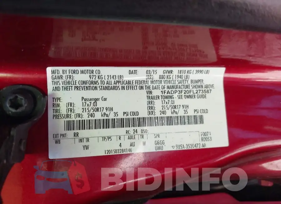 1FADP3F20FL273587 Photo# 9