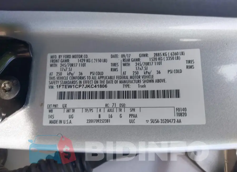 1FTEW1CP7JKC41806 Photo# 9