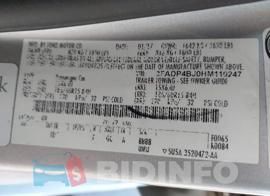 3FADP4BJ0HM110247 Photo# 9