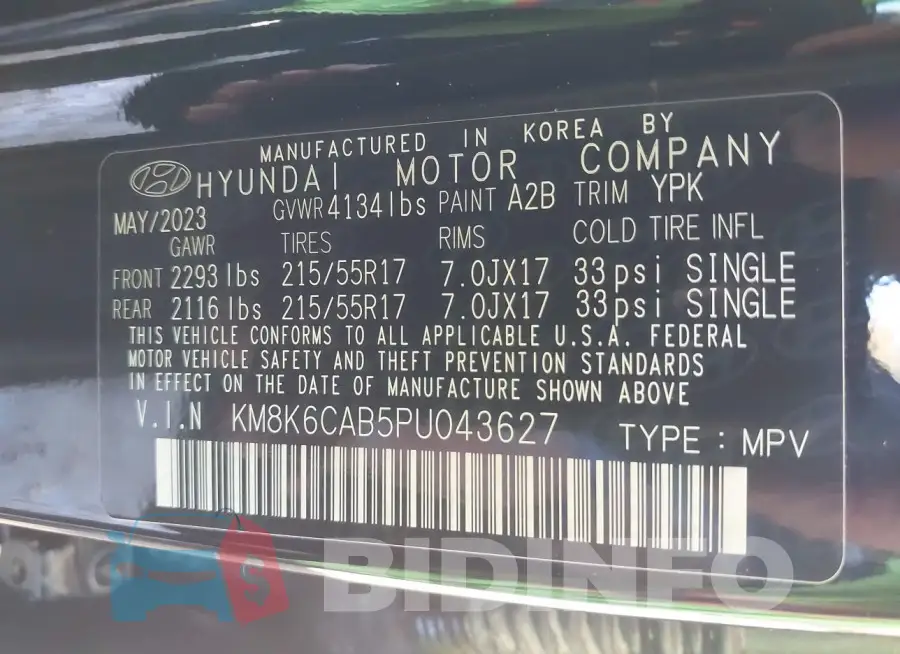 KM8K6CAB5PU043627 Photo# 9