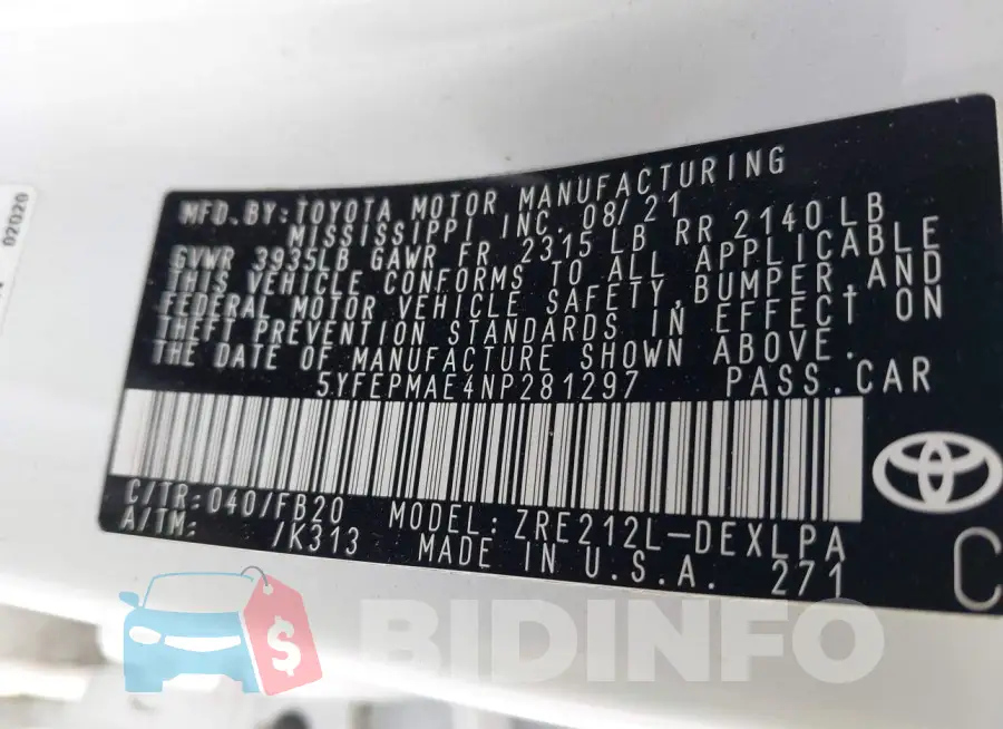 5YFEPMAE4NP281297 Photo# 9