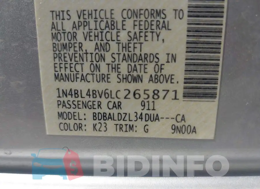 1N4BL4BV6LC265871 Photo# 9