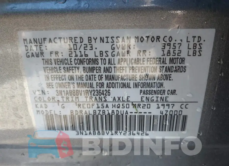 3N1AB8BV1RY236426 Photo# 9
