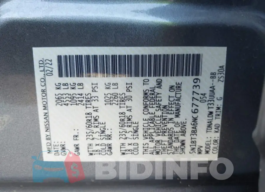 5N1BT3BA6NC677739 Photo# 9