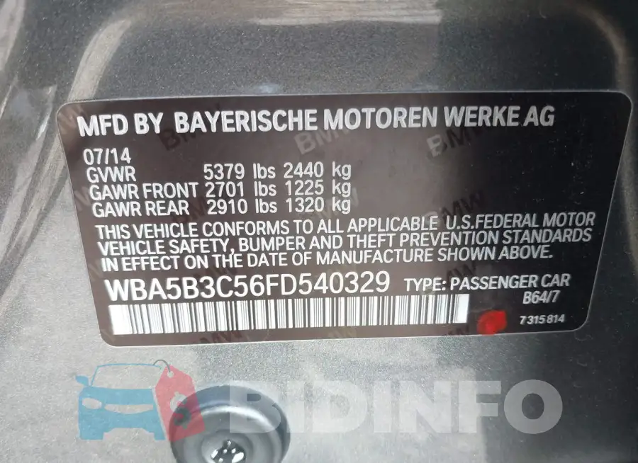 WBA5B3C56FD540329 Photo# 9