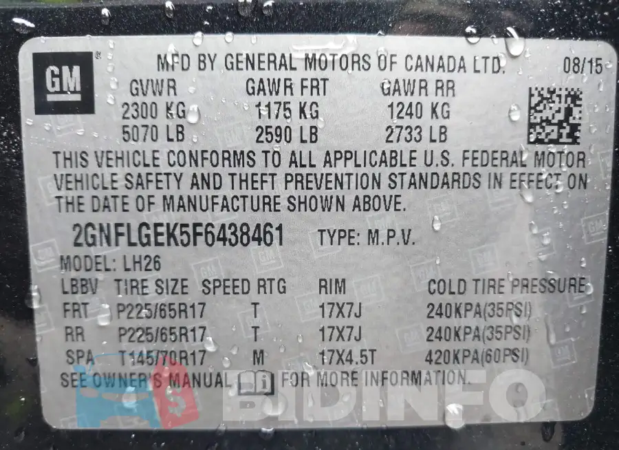 2GNFLGEK5F6438461 Photo# 9