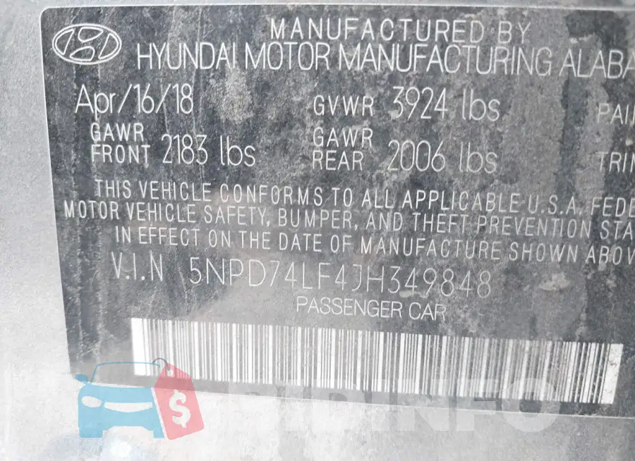 5NPD74LF4JH349848 Photo# 9