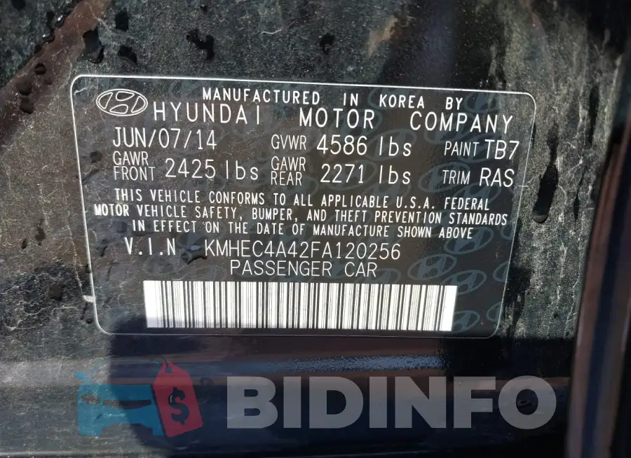 KMHEC4A42FA120256 Photo# 9