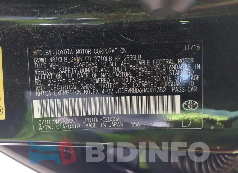 JTDBVRBD6HA001352 Photo# 9