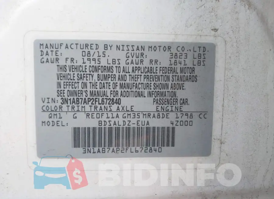 3N1AB7AP2FL672840 Photo# 9