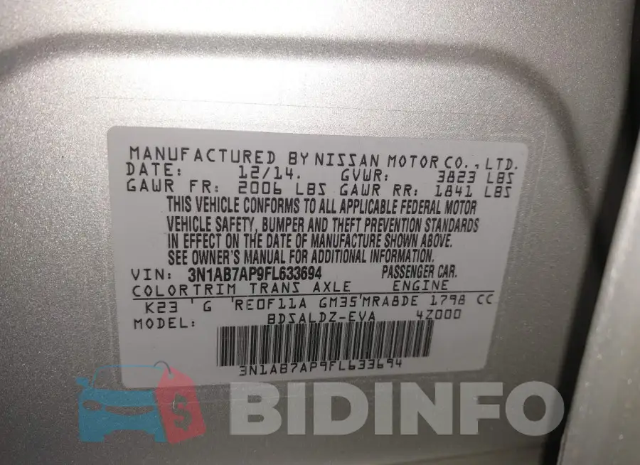 3N1AB7AP9FL633694 Photo# 9