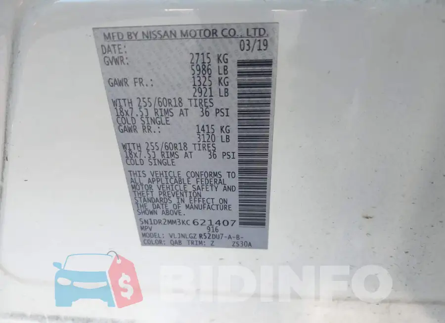 5N1DR2MM3KC621407 Photo# 9