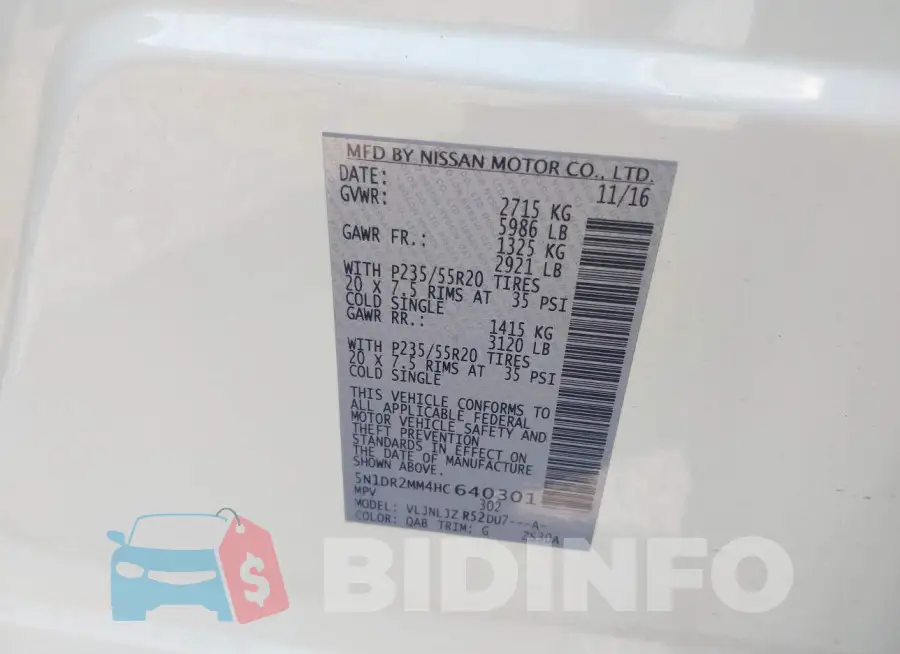 5N1DR2MM4HC640301 Photo# 9