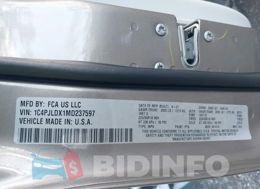 1C4PJLDX1MD237597 Photo# 9