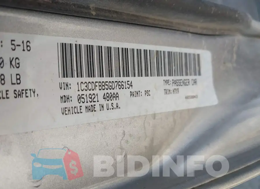 1C3CDFBB5GD766154 Photo# 9