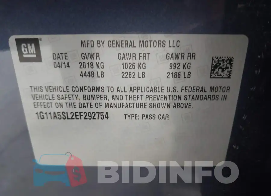 1G11A5SL2EF292754 Photo# 9