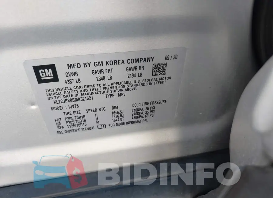 KL7CJPSB8MB321521 Photo# 9
