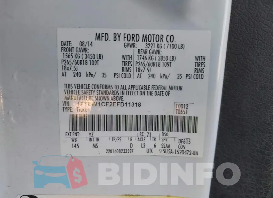 1FTFW1CF2EFD11318 Photo# 9