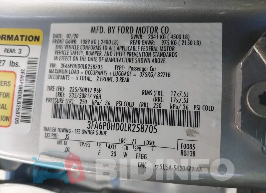 3FA6P0HD0LR258705 Photo# 9