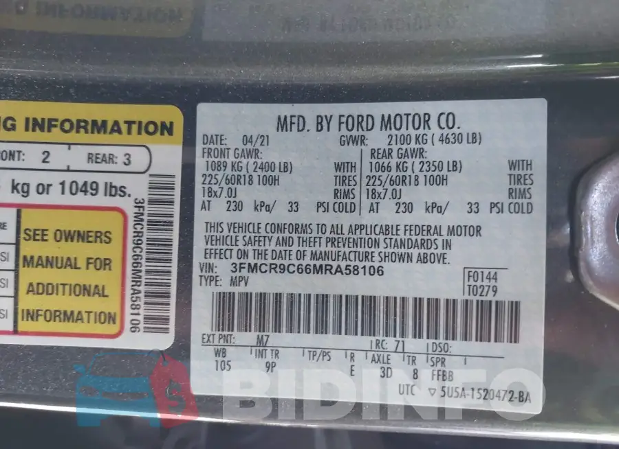 3FMCR9C66MRA58106 Photo# 9