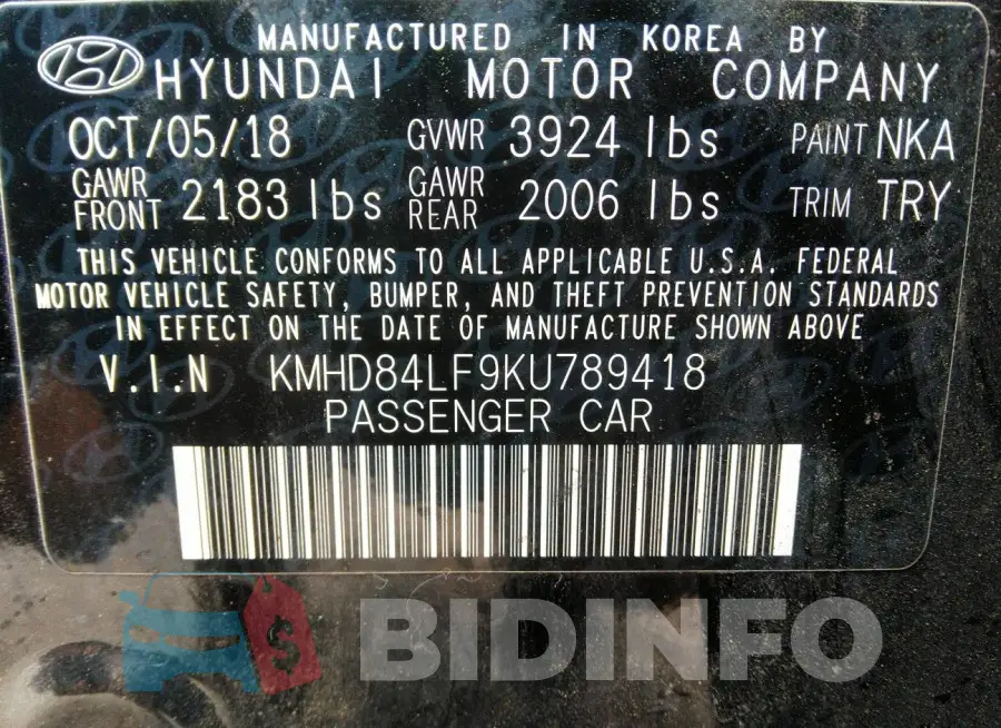 KMHD84LF9KU789418 Photo# 9