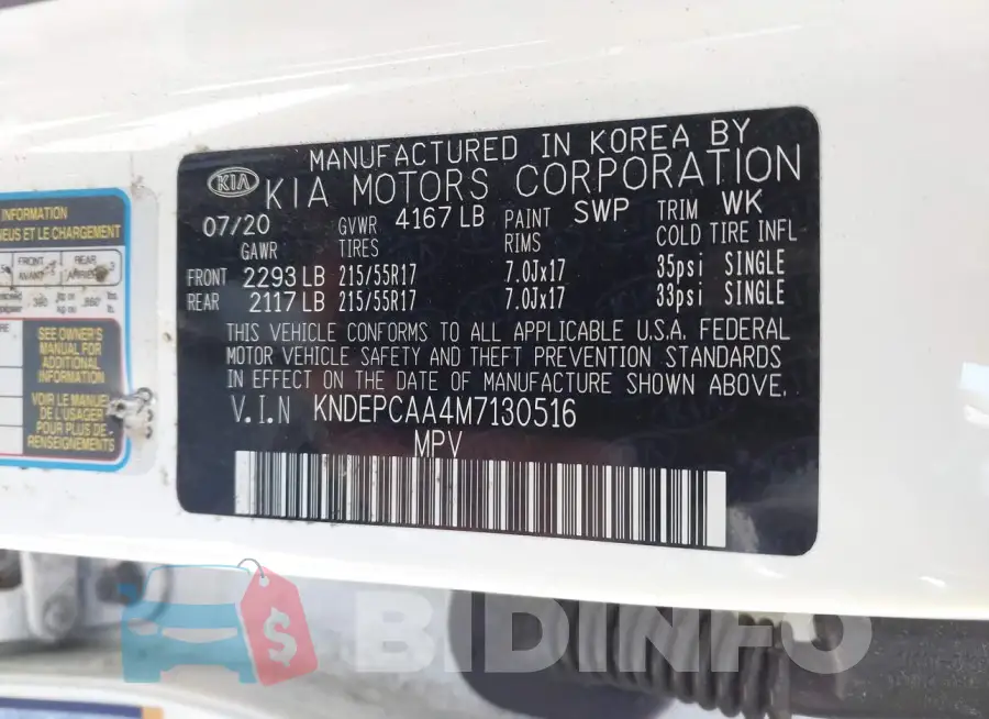 KNDEPCAA4M7130516 Photo# 9