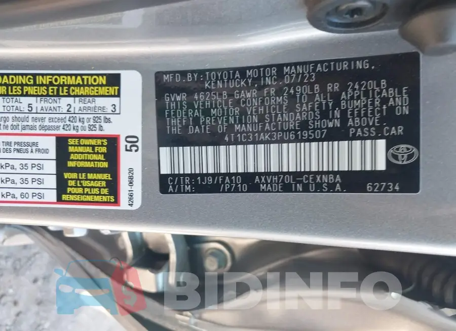 4T1C31AK3PU619507 Photo# 9