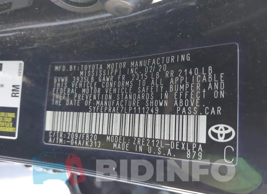 5YFEPRAE7LP111249 Photo# 9